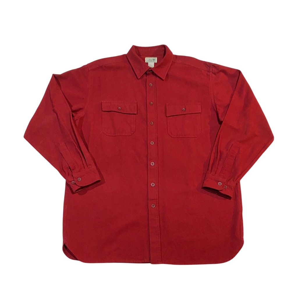 LL Bean Chamois Cloth Shirt Mens XL Tall Red Long Sleeve Button Down 187924
